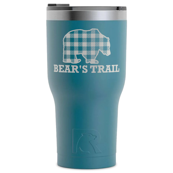 Custom Lumberjack Plaid RTIC Tumbler - Dark Teal - Laser Engraved - Single-Sided (Personalized)