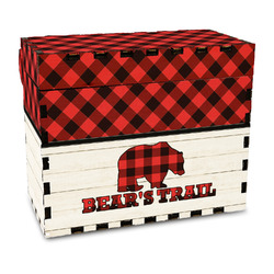 Lumberjack Plaid Wood Recipe Box - Full Color Print (Personalized)