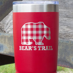 Lumberjack Plaid 20 oz Stainless Steel Tumbler - Red - Double Sided (Personalized)