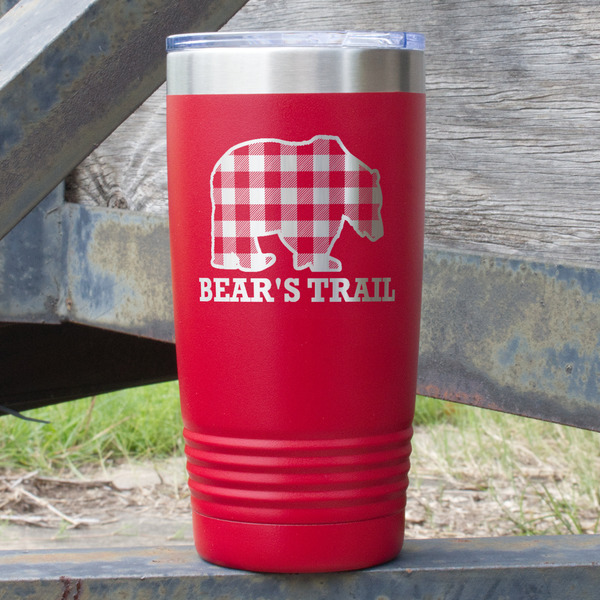 Custom Lumberjack Plaid 20 oz Stainless Steel Tumbler - Red - Double Sided (Personalized)