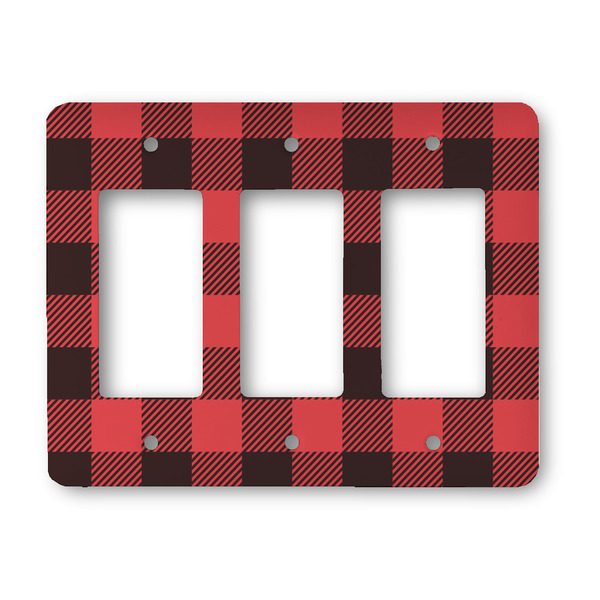 Custom Lumberjack Plaid Rocker Style Light Switch Cover - Three Switch