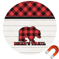 Lumberjack Plaid Round Car Magnet - 6" (Personalized)