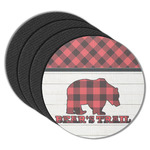 Lumberjack Plaid Round Rubber Backed Coasters - Set of 4 (Personalized)