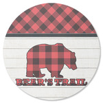 Lumberjack Plaid Round Rubber Backed Coaster (Personalized)