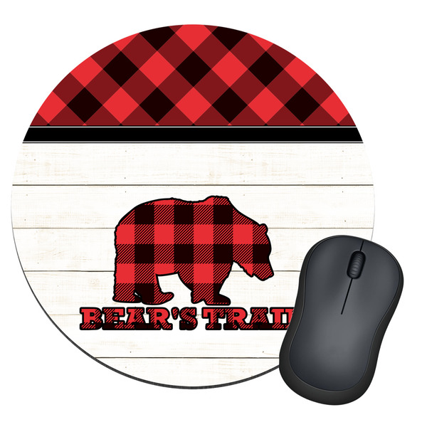 Custom Lumberjack Plaid Round Mouse Pad (Personalized)