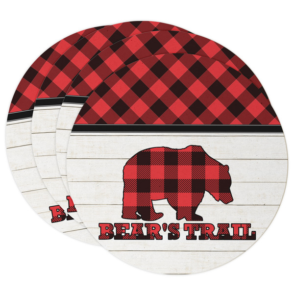 Custom Lumberjack Plaid Round Paper Coasters w/ Name or Text