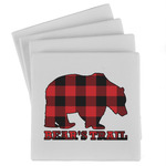 Lumberjack Plaid Absorbent Stone Coasters - Set of 4 (Personalized)