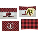 Lumberjack Plaid Set of 4 Glass Rectangular Lunch / Dinner Plate (Personalized)