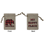 Lumberjack Plaid Small Burlap Gift Bag - Front & Back (Personalized)