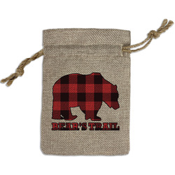 Lumberjack Plaid Small Burlap Gift Bag - Front (Personalized)