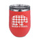 Lumberjack Plaid Stainless Wine Tumblers - Coral - Double Sided - Front