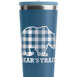 Lumberjack Plaid RTIC Everyday Tumbler with Straw - 28oz - Steel Blue - Double-Sided (Personalized)