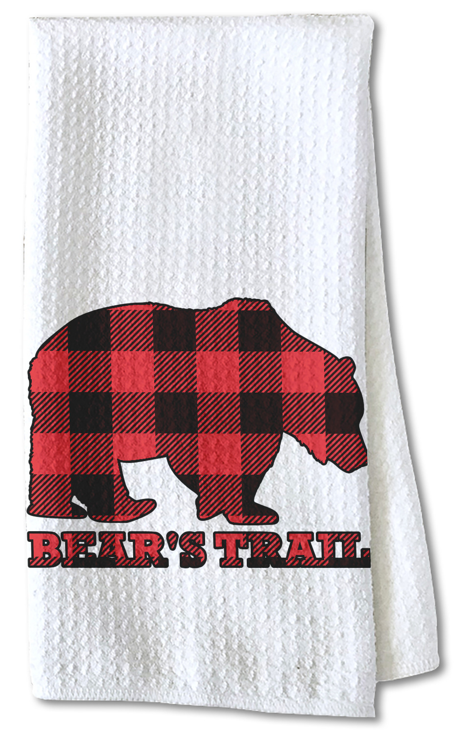 Lumberjack Plaid Waffle Weave Kitchen Towel Partial Print