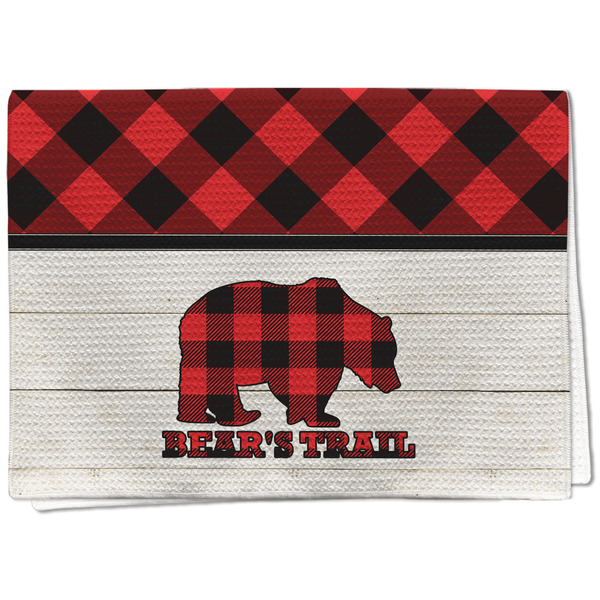 Custom Lumberjack Plaid Kitchen Towel - Waffle Weave (Personalized)