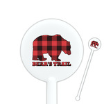 Lumberjack Plaid 5.5" Round Plastic Stir Sticks - White - Single Sided (Personalized)