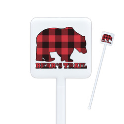 Lumberjack Plaid Square Plastic Stir Sticks - Double Sided (Personalized)