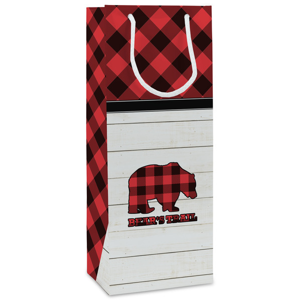 Custom Lumberjack Plaid Wine Gift Bags - Gloss (Personalized)