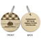 Lumberjack Plaid Wood Luggage Tags - Round - Approval