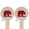 Lumberjack Plaid Wooden 6" Food Pick - Round - Double Sided - Front & Back