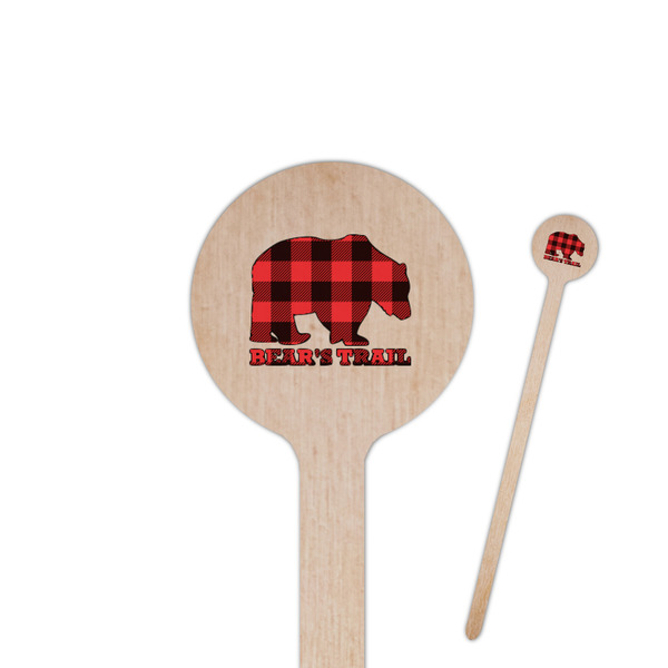 Custom Lumberjack Plaid 7.5" Round Wooden Stir Sticks - Double Sided (Personalized)