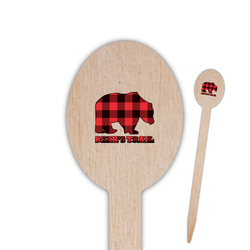 Lumberjack Plaid Oval Wooden Food Picks - Double Sided (Personalized)