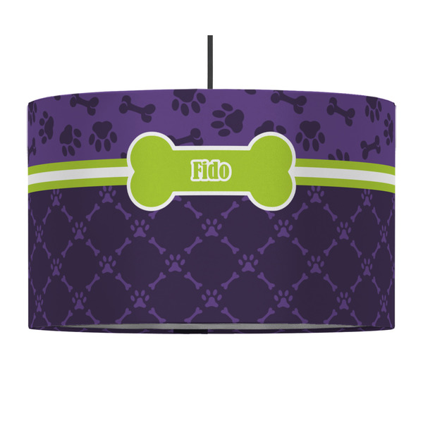 Custom Pawprints & Bones 12" Drum Pendant Lamp - Fabric (Personalized)