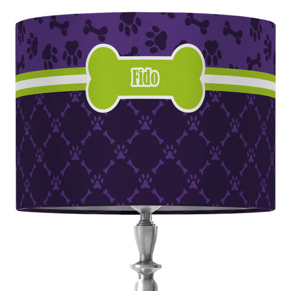 Custom Pawprints & Bones 16" Drum Lamp Shade - Fabric (Personalized)