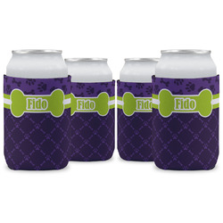 Pawprints & Bones Can Cooler (12 oz) - Set of 4 w/ Name or Text
