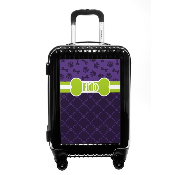 Custom Pawprints & Bones Carry On Hard Shell Suitcase (Personalized)