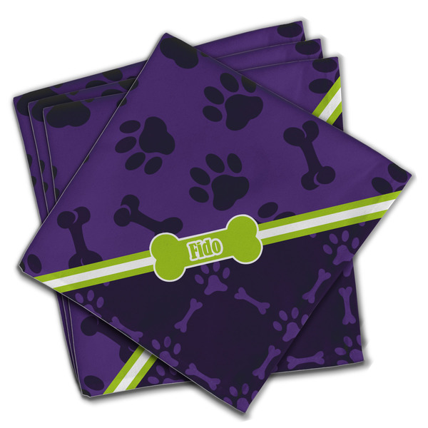 Custom Pawprints & Bones Cloth Napkins (Set of 4) (Personalized)