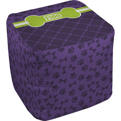 Pawprints & Bones Cube Pouf Ottoman - 18" (Personalized)