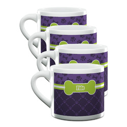 Pawprints & Bones Double Shot Espresso Cups - Set of 4 (Personalized)