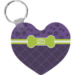 Pawprints & Bones Heart Plastic Keychain w/ Name or Text