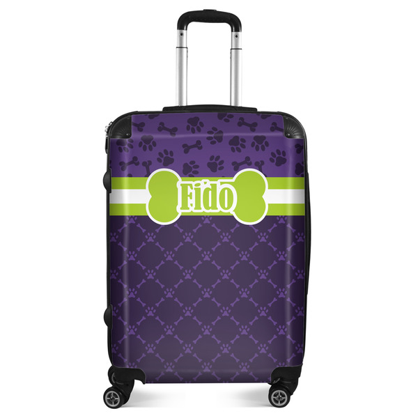 Custom Pawprints & Bones Suitcase - 24" Medium - Checked (Personalized)