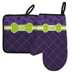 Pawprints & Bones Left Oven Mitt & Pot Holder Set w/ Name or Text