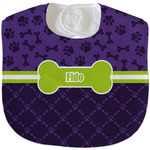 Pawprints & Bones Velour Baby Bib w/ Name or Text