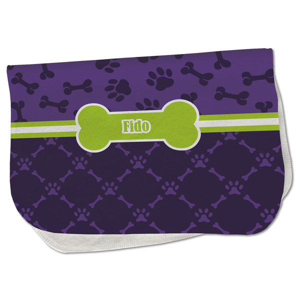 Custom Pawprints & Bones Burp Cloth - Fleece w/ Name or Text