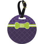 Pawprints & Bones Plastic Luggage Tag - Round (Personalized)