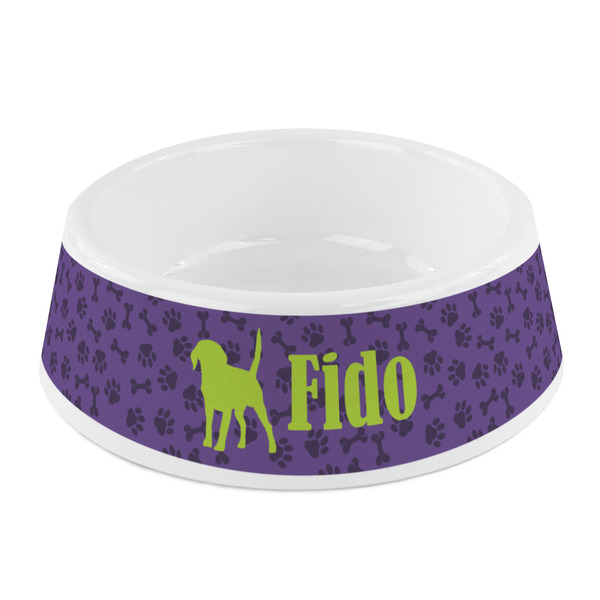 Custom Pawprints & Bones Plastic Dog Bowl - Small (Personalized)