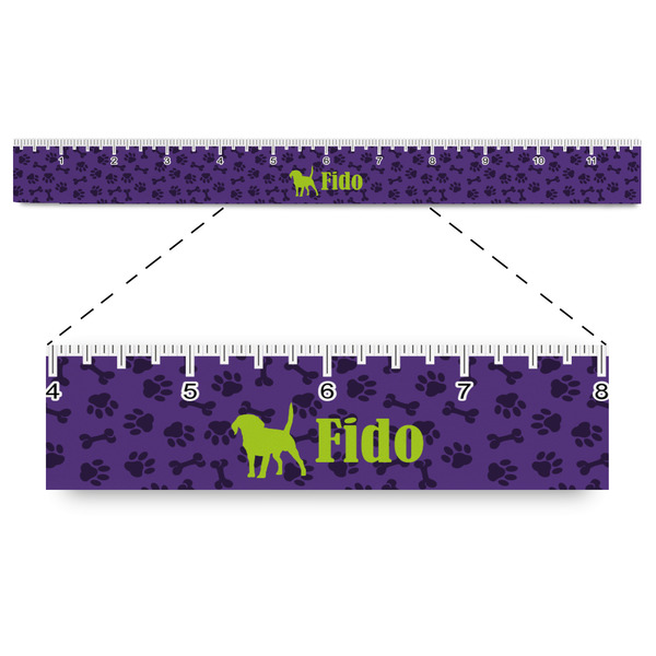 Custom Pawprints & Bones Plastic Ruler - 12" (Personalized)