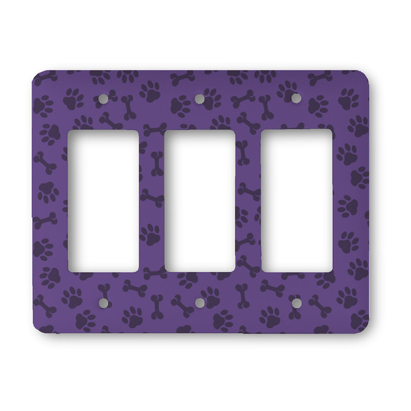 Custom Pawprints & Bones Rocker Style Light Switch Cover - Three Switch