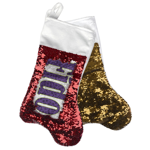 Custom Pawprints & Bones Reversible Sequin Stocking (Personalized)