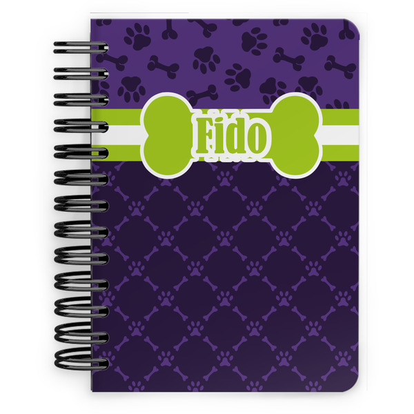 Custom Pawprints & Bones Spiral Notebook - 5x7 w/ Name or Text