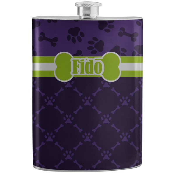 Custom Pawprints & Bones Stainless Steel Flask (Personalized)