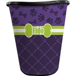 Pawprints & Bones Waste Basket - Single Sided (Black) (Personalized)