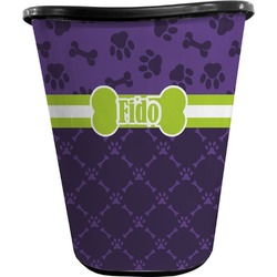 Pawprints & Bones Waste Basket - Single Sided (Black) (Personalized)