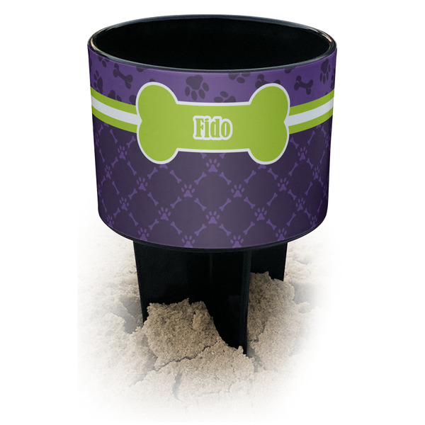 Custom Pawprints & Bones Black Beach Spiker Drink Holder (Personalized)