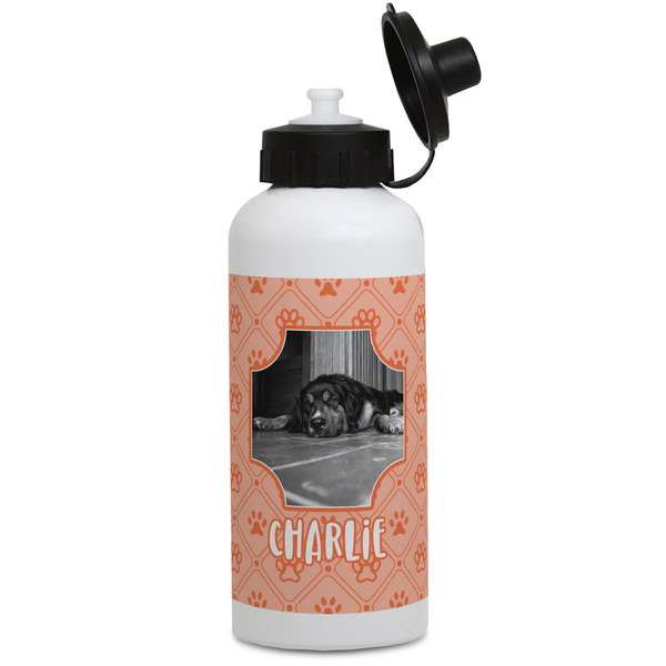 Custom Pet Photo Water Bottles - Aluminum - 20 oz - White