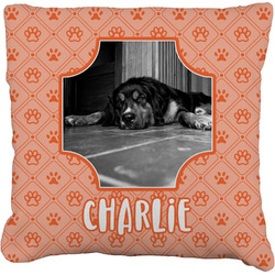 Pet Photo Faux-Linen Throw Pillow (Personalized)