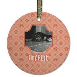 Pet Photo Flat Glass Ornament - Round